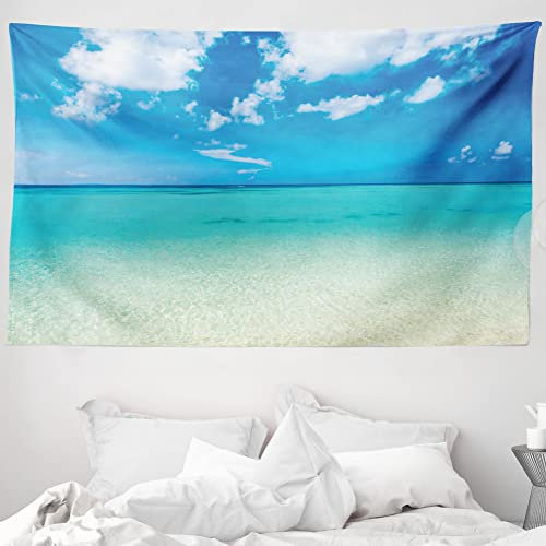 ABAKUHAUS Sommer Wandteppich und Tagesdecke, Ozean Dreamy Sea Beach aus Weiches Mikrofaser Stoff Waschbar ohne Verblassen Digitaldruck, 230 x 140 cm, Türkis Blau