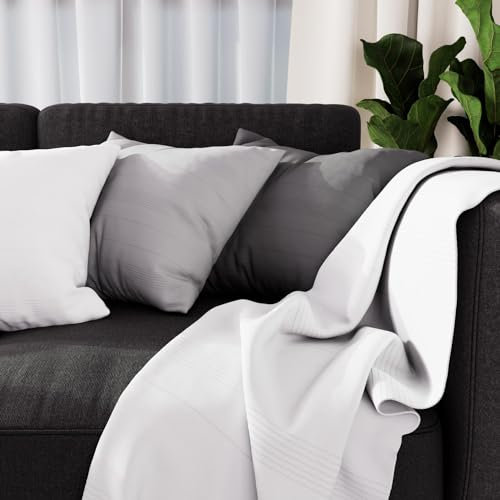 Soleil d'ocre Adele Plaid, geworfen von Sessel, Polycoton, Weiß, 140 x 200 cm