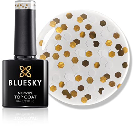 Bluesky Gel-Nagellack, Glitzer, kein Abwischen, Top Coat, Balloon Drop, GTC06, 10 ml (Aushärtung unter UV-LED-Lampe erforderlich)