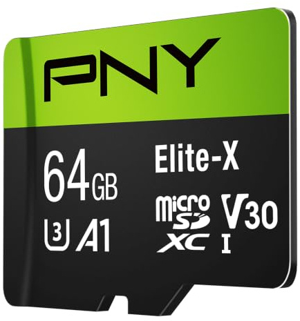 PNY 64GB Elite-X Class 10 U3 V30 A1 microSDXC Flash Memory Card | up to 100MB/s Read, UHS-I, 4K UHD, Full HD, Smartphones, Tablets, Drones, Surveillance Cameras, Video Cameras, Computers