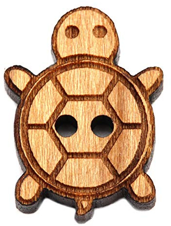 NaturSchatulle Holzknöpfe Motiv Schildkröte | 5 Stück Kirsche 2 Loch Knöpfe Holz DIY Basteln Nähen Schmuckherstellung Annähen Kinderknöpfe