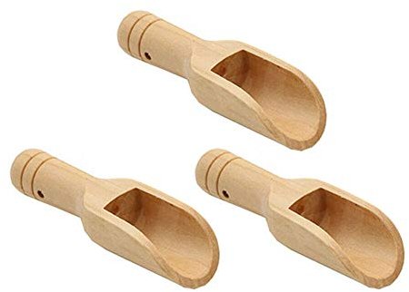 ausuky 3/9 Stück kleine Holzschaufel, Salz, Zucker, Gewürzlöffel, Küche, Apotheke, kleine Dosierlöffel, Behälter (3 Stück)