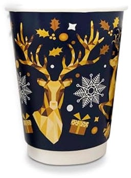 We Can Source It Ltd - Leak-Resistant 8oz Christmas Paper Coffee Cups with Lids – Eco Friendly and Disposable Holiday Hot Beverage Cups – Ideal for Parties, Hot Chocolate, Tea, Coffee – 100 Cups