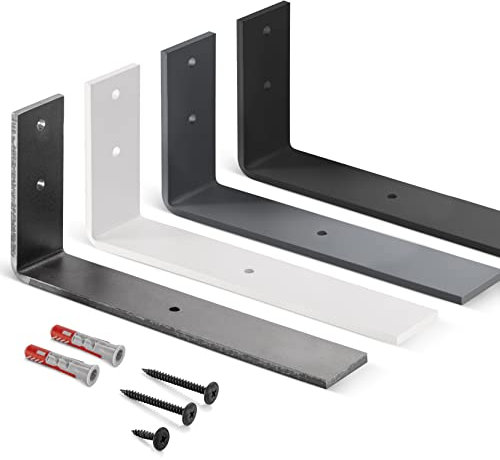 HOLZBRINK Regalträger Metall Regalhalter für Wandregal, Regalwinkel grau 250x100x40 mm, 2 Stück, HLR-L-250-7016