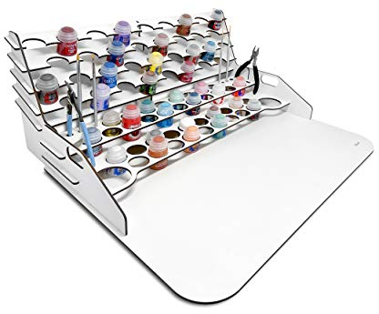 Silu- Model Paints Organiser avec Large Workbench pour Citadel Paints, avec Brush and Tool Holder, for Painting W40K and Miniatures