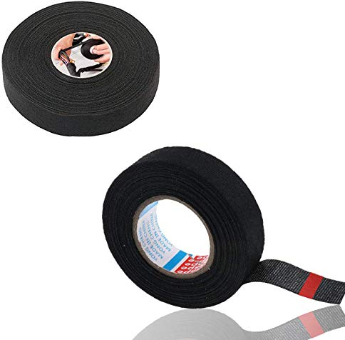 2 Rollen Isolierband Industrie Gewebeband Panzerklebeband Kabelbäume Elektriker Klebeband Kabelbaum Band Hitzebeständige Isolierung Wrap Klebeband für Car Motorrad 19mm x 25m Schwarz