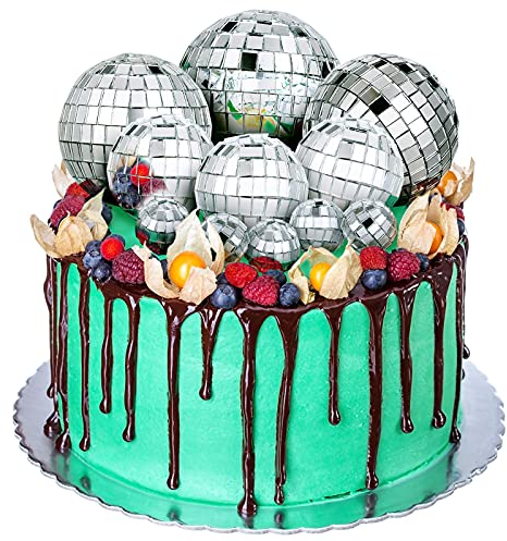 Jetec 11 Pcs Disco Ball Cake Toppers Disco Ball Birthday Party Decorations Small Disco Ball Table Centerpiece Decor for 70s Disco Themed Dance Party Supplies (Silver)