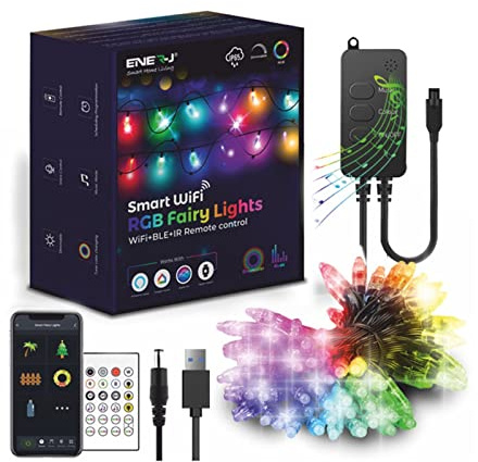 ENERJ Wi-Fi Smart LED-Lichterkette 5 m RGB USB Ladung LED Streifen Lichter Alexa Google Home Control IP66 Wasserdicht Home and Outdoor Decor