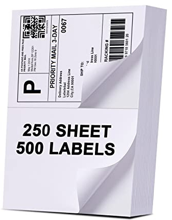 (500 Labels/250 Sheets) Labelebal Half Sheet Labels, Shipping Labels 2 Per Sheet for Laser & Inkjet Printers, 8.5 x 5.5 Address Labels, Totally 500 Pcs Half Sheet Shipping Labels