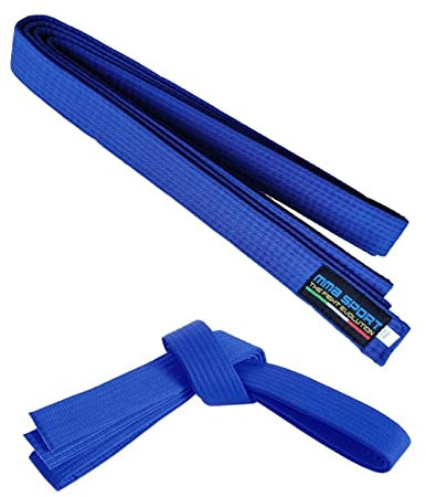 mmasport Cintura Karate Belt Judo Aikido Taekwondo Arti Marziali in Cotone (260 cm, Blu)