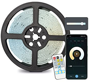 KSIX Tira SmartLED 5m, Recortable, 1000 lm, App propia, Compatible con Alexa, Google Home, Siri, Blancos Cálidos/Fríos/Neutros CCT