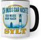Tasse Sylt-Liebe mit Spruch Kaffee-Tasse Kaffee-Becher Geschenkidee für Syltliebhaber Geschenk Syltfan Tasse Insel Sylt lustig (Weiß/Schwarz)