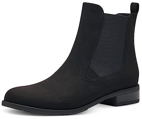 MARCO TOZZI Damen Chelsea Boots Flach zum Schlupfen, Schwarz (Black), 39 EU
