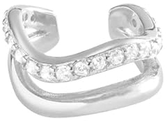 Brandlinger ® Ear Cuff Silber 925 (1 Stück). Ohrklemme mit weißem Zirkonia Stein. Schmuck Damen vergoldet mit 18 Karat (Silber und Gold) für Frauen und Mädchen. Durchmesser Ear Cuff 12mm.