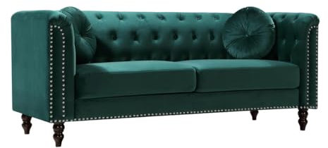 Vente-unique-Sofa 3-Sitzer - Samt - Grün - Turner