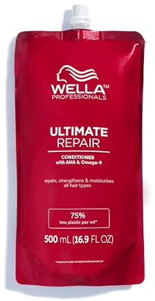 Wella Professionals Ultimate Repair tiefenwirksamer Conditioner – reparierende Haarspülung mit AHA und Omega 9 – feuchtigkeitsspendende Spülung für strapaziertes Haar – 500 ml Beutel