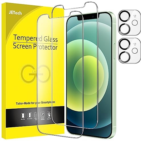 JETech Pellicola Protettiva per iPhone 12 mini 5,4 Pollici con Protezione di Obiettivo Fotocamera, 9H Vetro Temperato Film, HD Chiaro, Pacco da 2 Ciascuno