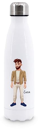 Borraccia Termica Bottiglia Termica Acciaio Inox 500ml Made in Italy Thermos 24 Ore Freddo & 12 h Caldo - Personalizzata con nome - Crea il tuo Avatar - Versione Maschile