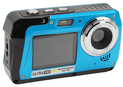 4,8K Ultra HD Digitalkamera 56 MP Wasserdicht mit Zwei Bildschirmen, 10 Fuß Tauchtiefe, 1700 MAh Akku, Unterstützt 128 GB SD-Karte für Unterwasserfotografie