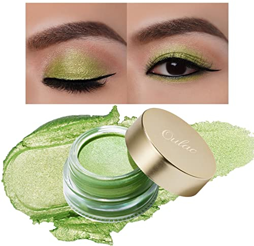 Oulac Glitzer Lidschatten Gelb-Grün| Hochpigmentierter Creme-Lidschatten| Wasserfest & Langlebig| Metallisch schimmernde Finish| Verblendbar & Faltenfreies Augen-Makeup|Vegan |06g (15)