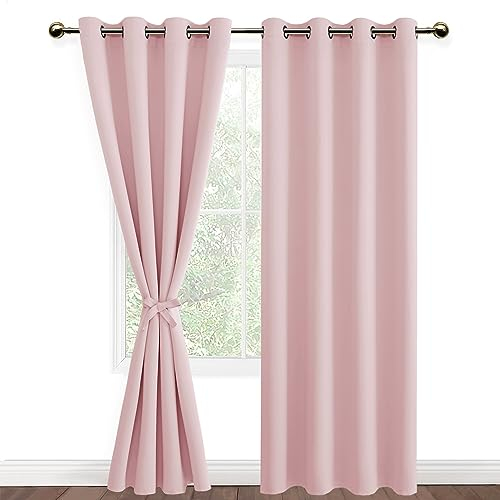 DWCN Blickdichte Vorhänge Verdunkelungsgardinen mit Ösen 2 Stücke Thermogardine für Mädchenzimmer, Kinderzimmer, Blush Rosa, 245x140cm(HxB)