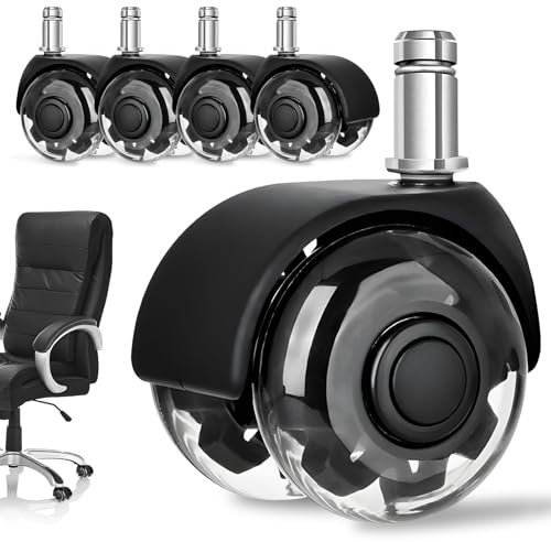Editbar 5 Stück Bürostuhl Rollen, Ersatz-bürostuhl Rollen, 10x22MM Rollen für Bürostühle, Schreibtischstuhl Rollen für Gaming-Stühle, Leises Gummirollen für Hartböden,Parkett,Teppich,Laminat Fliesen