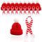 EODKSE 20er Pack Mini Weihnachtsmützen und Schals, Strickmützen-Set für Weinflaschen, Puppenhäuser und Weihnachtsfeiern - Klein, Aber fein im Nikolaus-Look!