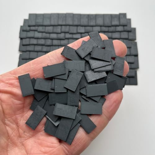 1:35th Scale Miniature Model Dollhouse + Diorama Roof/Wall Tiles Styrene Slate Grey 250 per bag