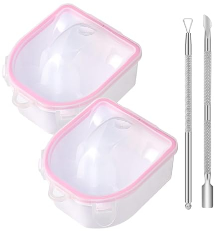 Nail Soak Off Bowl, 2pcs Manicure Bowl with Triangle Cuticle Peeler and Stainless Steel Cuticle Pusher Nail Tool, Strong Gel Polish Dip Powder Remover Nail Soaking Bowl, Nail Spa Cleaning Kits