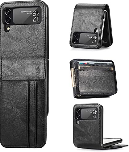CoolGadget Flip Case für Samsung Galaxy Z FLIP 3 Klapphülle Schwarz | Handytasche aus Kunstleder mit Magnetverschluss, klappbares Cover, schlankes Design