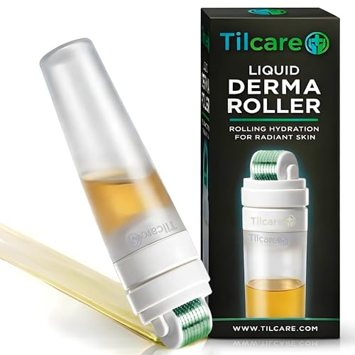 Derma Roller for Face, Scalp, and Beard with Serum Applicator- At Home Microneedling Device, 0.25 mm Microneedle Roller, Micro Needling Kit, Superior to Derma Stamp/Micro Needling Pen