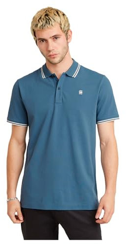 G-STAR Dunda Slim Stripe Polo para Hombre, Azul (Avio D17127-5864-1820), S