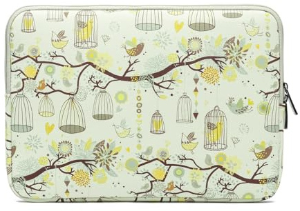 fdsmall 12 Zoll Laptoptasche Schutzhülle Wasserdicht Neoprene, Laptop Sleeve Case Laptophülle Notebook Hülle Tasche für Acer/Asus/Dell/Lenovo/HP/Samsung (Vogel Beige, 14 Zoll)