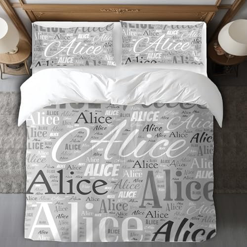 Kitlay Personalisiert Bettwäsche 135x200 Selbst Gestalten Bettbezug mit Eigenem Namen Personalisierter Bettwaesche Individuell in Verschiedenen Größen für Freunde Paare Geburtstag Jahrestag