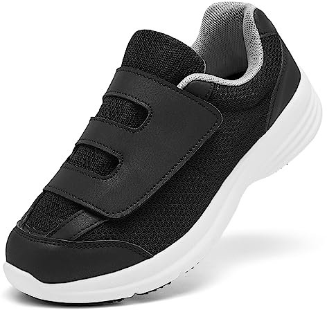 puruismate Zapatillas para diabéticos para hombre, zapatillas extraanchas con cierre ajustable para pies hinchados y edemas, zapatillas de senderismo ligeras y transpirables, Negro , 46 EU Ancho