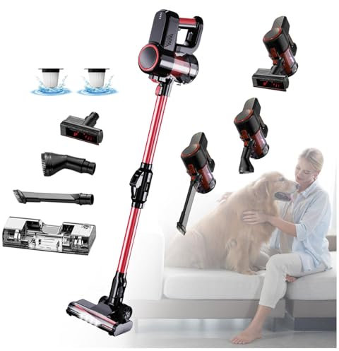 MeLtor Aspira E Lava Pavimenti Casa Asciutto e Umido,Luci LED,5 in 1 Scopa Vapore Senza Fili per Pulizia Domestica/Capelli/Polvere/Lavapavimenti