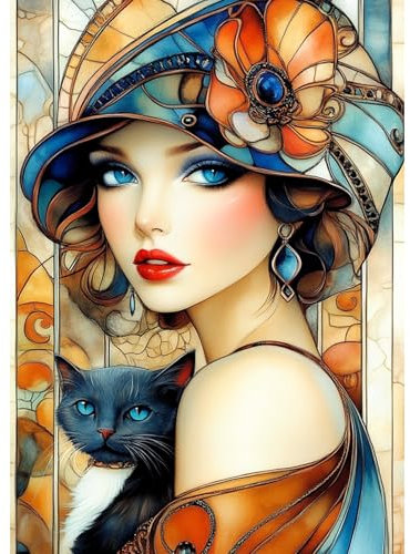 DAERLE 5D Diamant Painting Bilder Vintage Mädchen, Diamond Painting Elegante Frau, Diamond Painting Set für Erwachsene, Mosaikherstellung Diamant Malerei für Haus Dekoration 30x40 cm