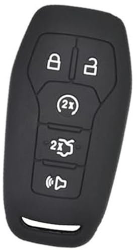 MUEOSI 5 Button Car Key Fob, for Ford, Fusion, for Mondeo, for Mustang, for F-150, for Explorer, Edge 2015 2016 2017 2018 Silicone Remote car key shell