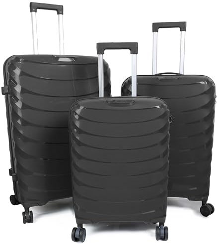 DIVCHI Luggage Sets 3 Piece Hard Shell Expandable Suitcases Lightweight Travel Trolley Suitcase With Spinner Wheels TSA Lock Telescopic Handle (Black)
