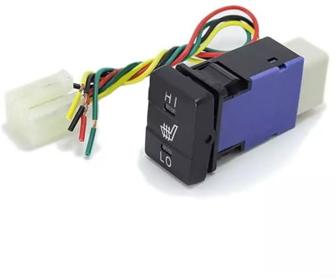 Aprilsunnyzone Interruttore a pressione corto per riscaldamento sedile per Toyota per Landcruiser per Mitsubishi,Installazione semplice,Indicatore LED ambrato,Retroilluminazione blu