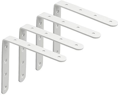 Mooche 4 Pièces Supports d' Étagères Muraux Robustes, 12.5 CM, Equerre Etagere Murale à Angle Droit de 90°, Supports d' Étagères Muraux en Acier Inoxydable pour Chambre/Salle de Bain/Cuisine,Blanc