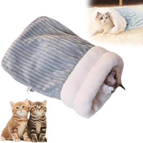EZOULUOBA Katzenschlafsack,Schlafsack Für Katzen,Pet Sleeping Bag,Cat Sleeping Bag,Cat Sleeping Sack,Katzen Schlafsack, für Katzen und kleine Hunde