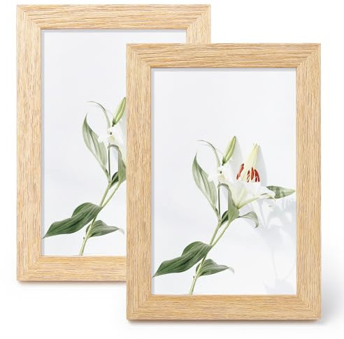 LEMON CLOUD Bilderrahmen Kleine - 10 x 15 HolzRahmen, 2er Set Holz Fotorahmen, MDF Rahmen A6 mit Bruchsicherem Acrylglas und Drehverschluss Rückwand