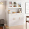 Küchenschrank, 170cm Vorratsschrank Küche, Buffetschrank mit Arbeitsplatte, Kitchen Cabinet aus Holz, Weißer Küchen Schrank, Sideboard Küche mit Schubladen und Glastür, Erhöhter Standfuß,172×100×30 cm