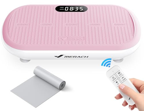 MERACH Plateforme Vibrante Puissante pour L'entraînement et la Mise en Forme, Amplitude de 13 mm, Capacité de Poids de 200 kg, Pédale en Silicone, Haut-Parleur Bluetooth Intégré (Rose)