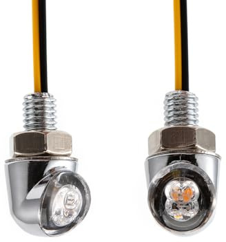evomosa Mini LED Motorrad Blinkerleuchte Bernstein Seitenmarkierungsleuchte 12V für Custom Street Motorrad Chopper Cruiser 8mm Schraube (Silber)