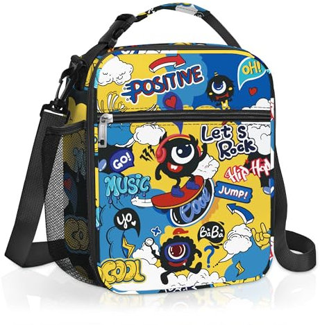 Clastyle Bolsa Termica Porta Alimentos Bebe Monstruos Bolsa Almuerzo Infantil Niños Portátil Bolsa Comida para Viaje Picnic Guarderia,Cómic Azul