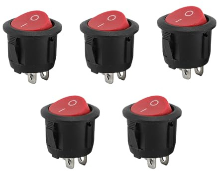 5 Stück Kippschalter 12V,Wippschalter Mini,Ein Aus Schalter 12 Volt,2 Polig Mikroschalter Kfz Rund On/Off für Lampenschalter Switch 10 A/125V,6 A/250V,für Einbau Taster Auto Motorrad Boot Wohnmobil