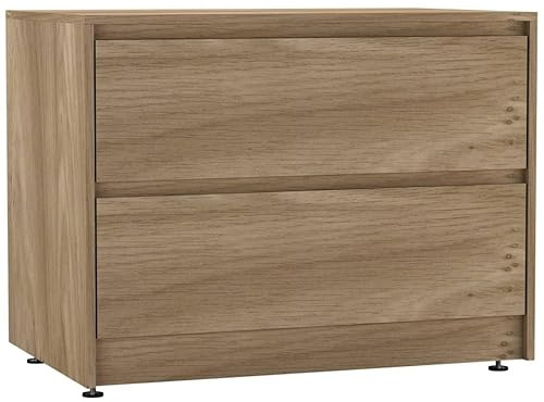 URBNLIVING 2 Drawer Chest Cabinet with Adjustable Feet, Modern Engineered Wood Dresser Unit with Smooth Glide Drawers, Compact Sideboard for Bedroom, Living Room, or Hallway Storage