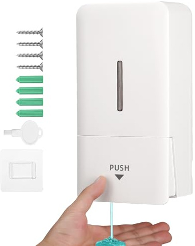 Zaxiva Dispenser Sapone Bagno, Dispenser Sapone Bagno a Muro Ideale per Bagni Commerciali, da Utilizzare con Disinfettanti e Saponi per le Mani, ABS Bianco 800ML Grande Capacità